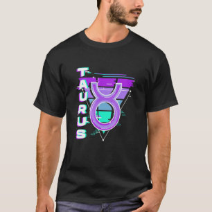 Camiseta Taurus Zodiac Rótulo Vaporwave Estética 80s 90s Me