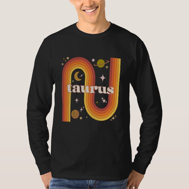 Camiseta Taurus Zodiac Warm Rainbow 70s Horoscope Gemini (Anverso)
