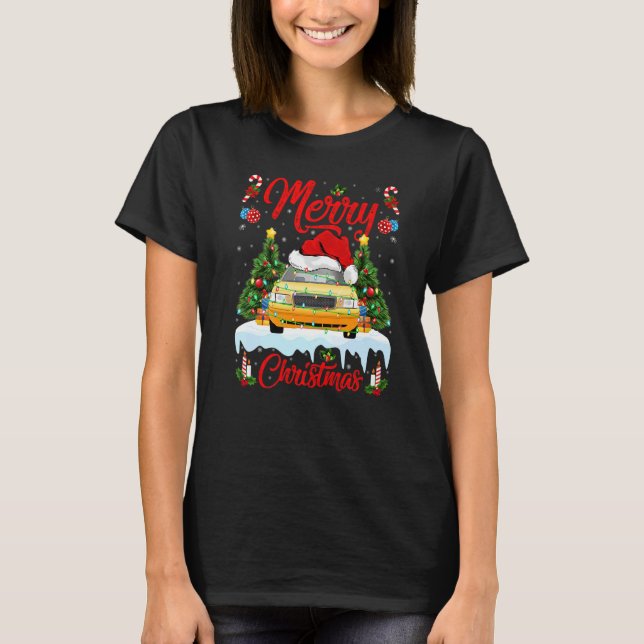 Camiseta Taxi  Lights Xmas Tree Santa Taxi Christmas (Anverso)