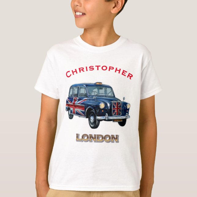 Camiseta Taxicab negro clásico de Londres (Anverso)