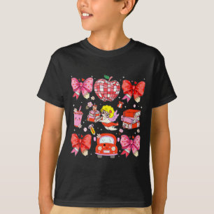 Camiseta Taza Cupido Coqueta Rosa Arco Manzanas Libros Té