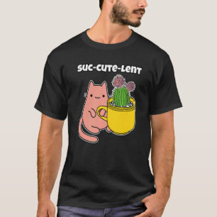 Camiseta Taza de Cactus y Gato Lindo Hora del Té