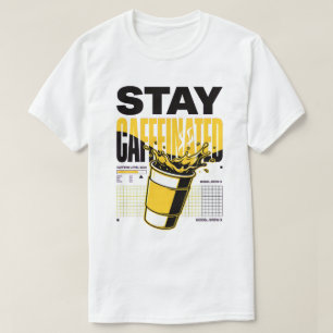Camiseta Taza de café amarilla neon punk Stay Caffeinated