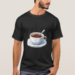 Camiseta Taza de café blanca en un platillo llena de café