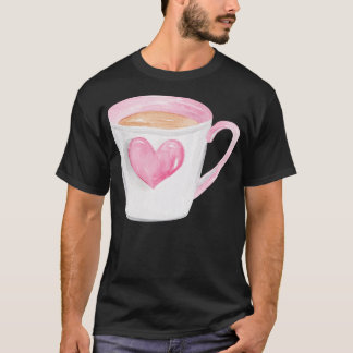 Camiseta Taza de café con corazón rosa