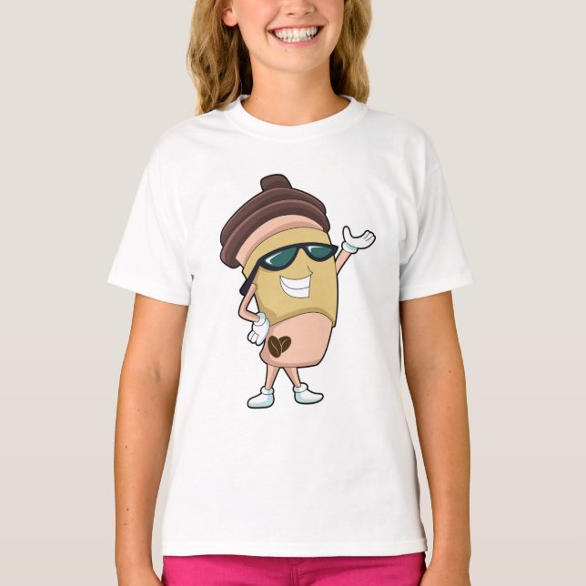 Camiseta Taza de café con gafas de sol (Anverso)