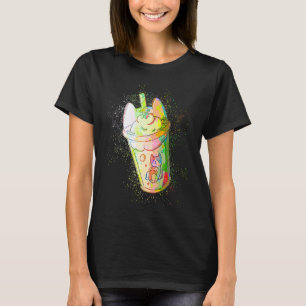 Camiseta Taza de café con gato lindo salpicadura de pintura