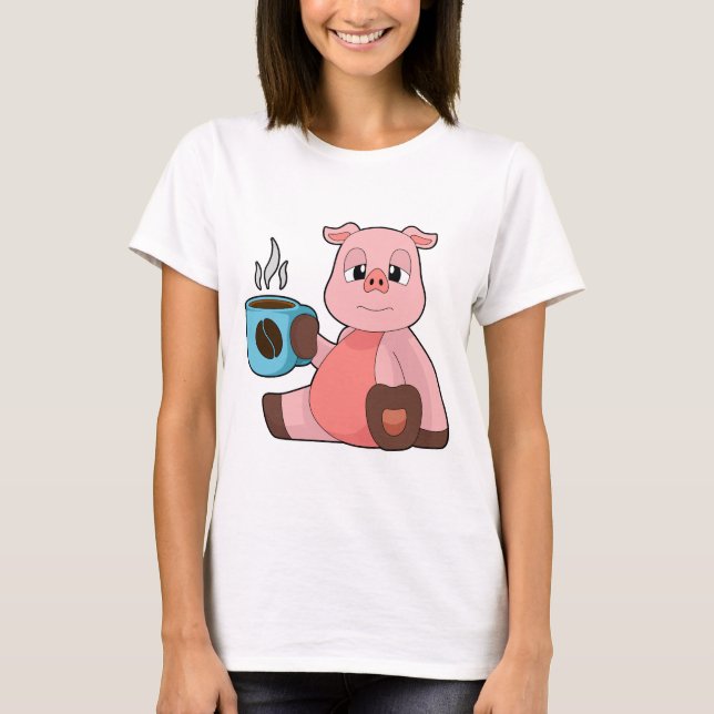 Camiseta Taza de café de cerdo (Anverso)