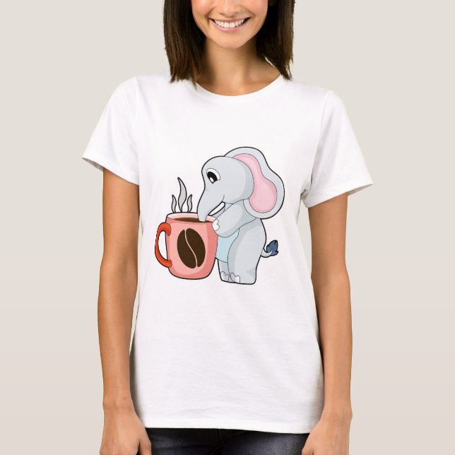 Camiseta Taza de café de elefante (Anverso)