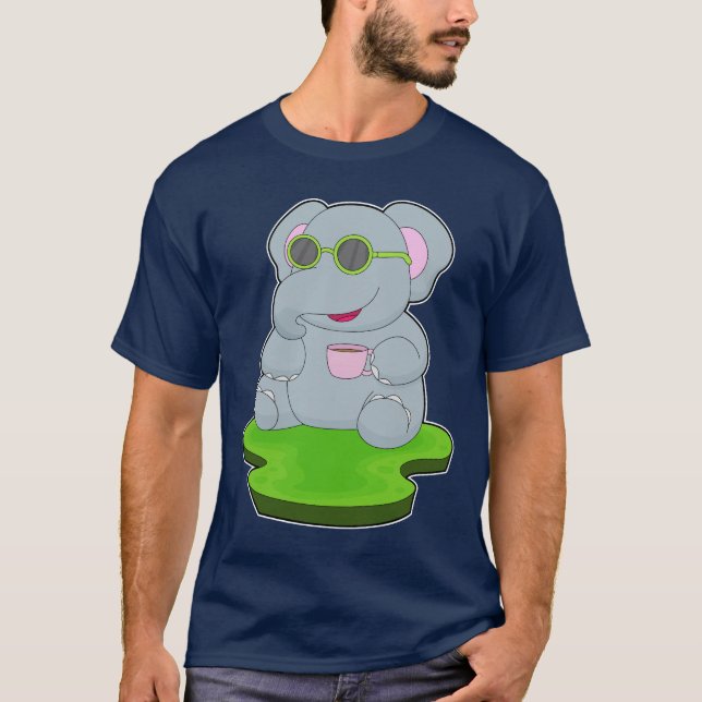 Camiseta Taza de café de elefante (Anverso)