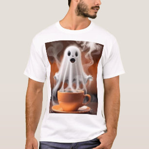 Camiseta Taza de café de vapor emergente fantasma lindo Esp