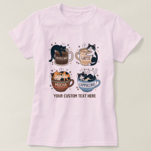 Camiseta Taza De Café Gata Linda Gráficos Divertidos