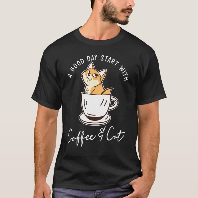 Camiseta Taza de café gato naranja gato (Anverso)