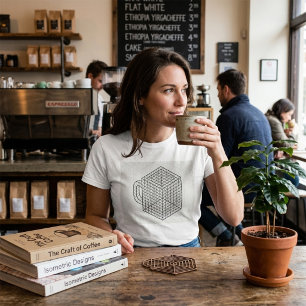 Camiseta Taza de café geométrica Arte de rejilla isométrica