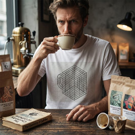 Camiseta Taza de café geométrica Arte de rejilla isométrica