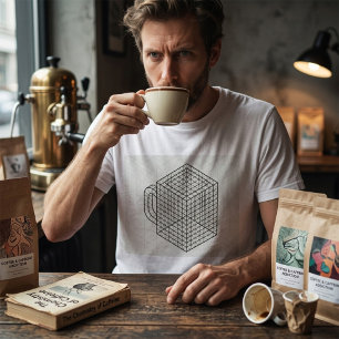 Camiseta Taza de café geométrica Arte de rejilla isométrica