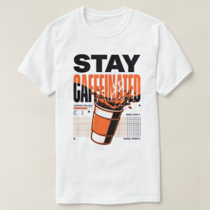 Camiseta Taza de café naranja neón punk mantente cafeinado