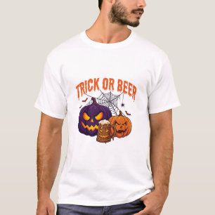 Camiseta Taza De Calabazas De Halloween Truco O Cerveza Ara