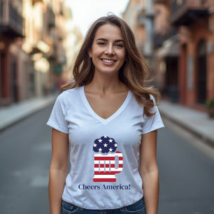 Camiseta Taza de cerveza con bandera americana del 4 de jul