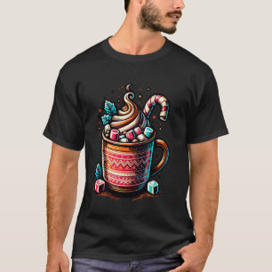 Camiseta Taza de chocolate caliente con bastón de caramelo
