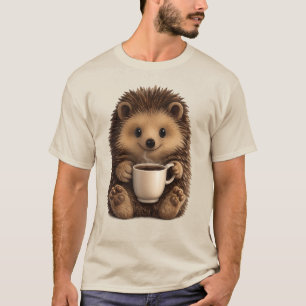 Camiseta Taza de erizo lindo bebiendo café - Animal diverti