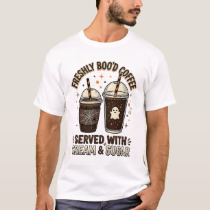 Camiseta Taza de fantasma de Halloween de café recién hecho