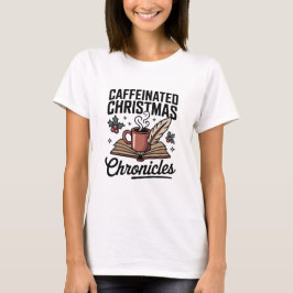 Camiseta Taza de libro caprichoso, alegría de cafeína navid