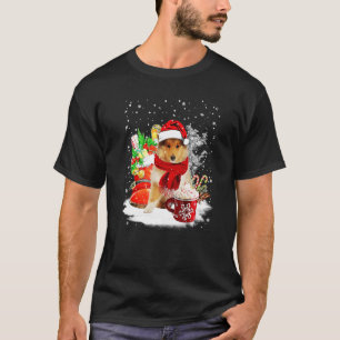Camiseta Taza de perro Collie áspero Santa Navidad Invierno
