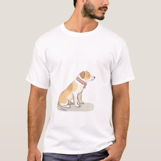 Camiseta Taza de perro con arte de línea personalizada | Re