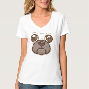 Camiseta Taza de Pug de Dibujos Animados Cara de Perro Cach