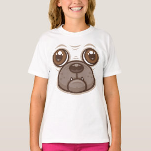 Camiseta Taza de Pug de Dibujos Animados Cara de Perro Cach