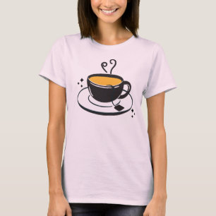 Camiseta Taza de té humeante minimalista Arte para amantes