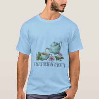 Camiseta Taza de Té Rosa Acogedora con Margaritas y Eucalip
