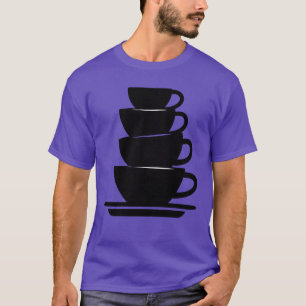 Camiseta tazas de café amantes del café apiladas tazas de c