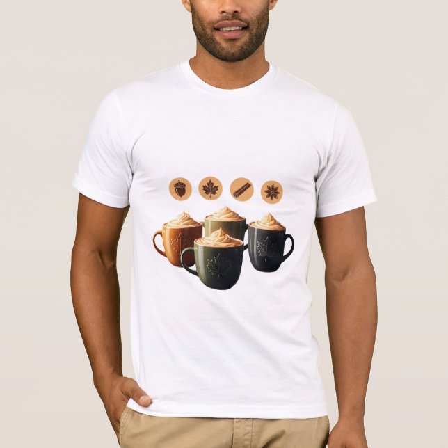 Camiseta Tazas de café con leche de otoño acogedoras (Anverso)
