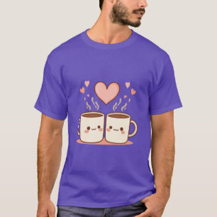 Camiseta Tazas de café Kawaii lindas enamoradas - Dulce él