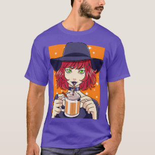 Camiseta Tazas de calabaza de latte de bruja de Halloween L