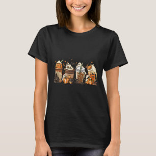 Camiseta Tazas de especias de calabaza latte otoño café fan