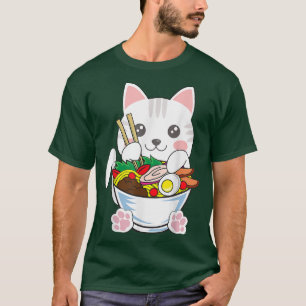 Camiseta Tazón de Anime de Gato Ramen Kawaii Neko Comida Ja
