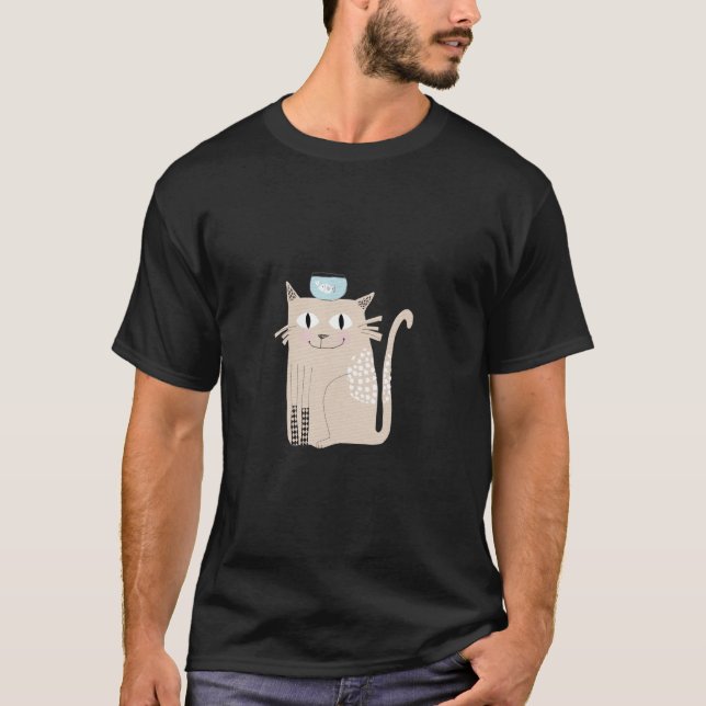 Camiseta Tazón de gato y pez (Anverso)