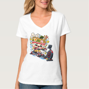 Camiseta Tazón de Ramen Adorable Máquina de Remo Caricatura