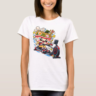 Camiseta Tazón de Ramen Adorable Máquina de Remo Dibujo Ani