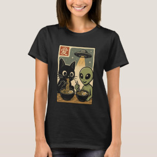 Camiseta Tazón de Ramen de Alien y Gato Divertido Fideo Jap
