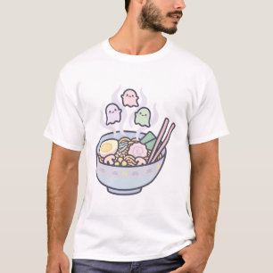 Camiseta Tazón de Ramen de Fantasma Adorable Arte de Hallow