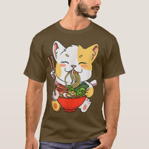 Camiseta Tazón de Ramen de Gato Bonito Anime Fideos Japones
