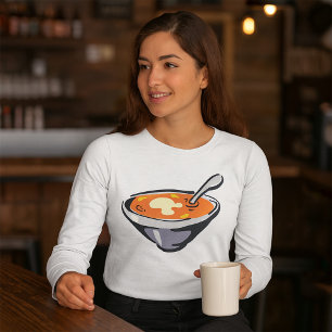 Camiseta Tazón de sopa de tomate con cuchara