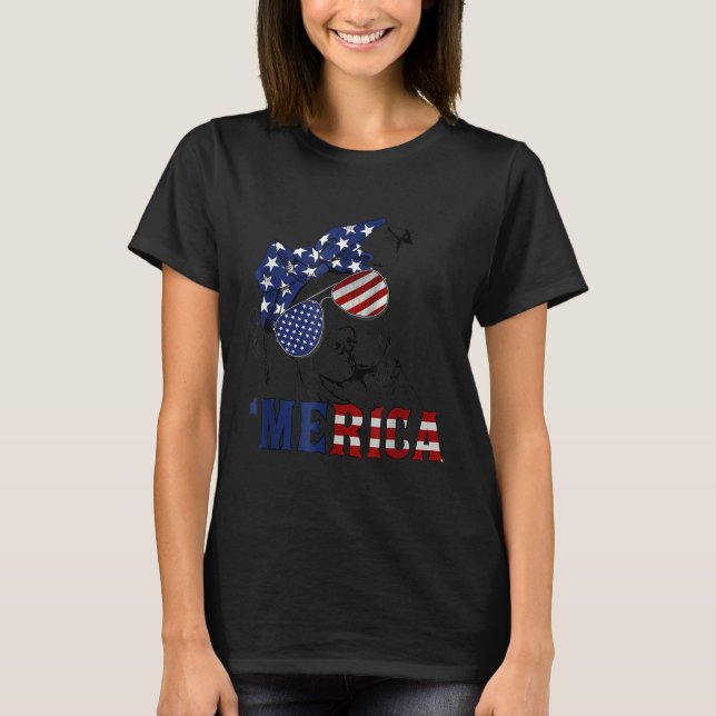 Camiseta Tbull 4th Of July Merica American Flag Sungles  (Anverso)