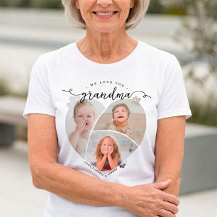 Camiseta Te Amamos Abuela Personalizado 3 Collage de Fotos
