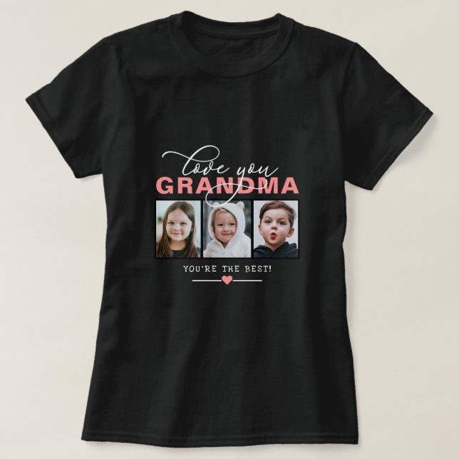 Camiseta Te Amas Abuela/Nana/Otro 3 Personalizado de fotos  (Diseño del anverso)