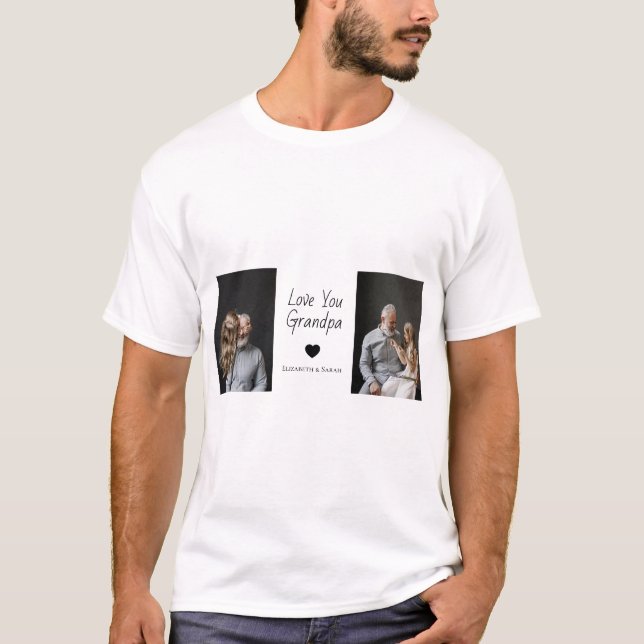 Camiseta Te amo abuelo con corazón y fotos - (Anverso)